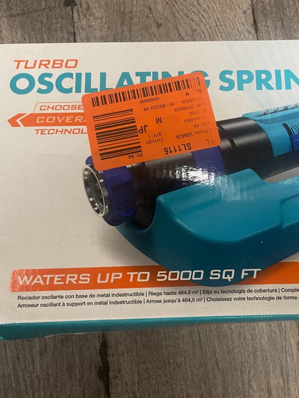 Aqua Joe Turbo Oscillating Lawn Sprinkler, Range & Flow Control, 5,000 Sq.